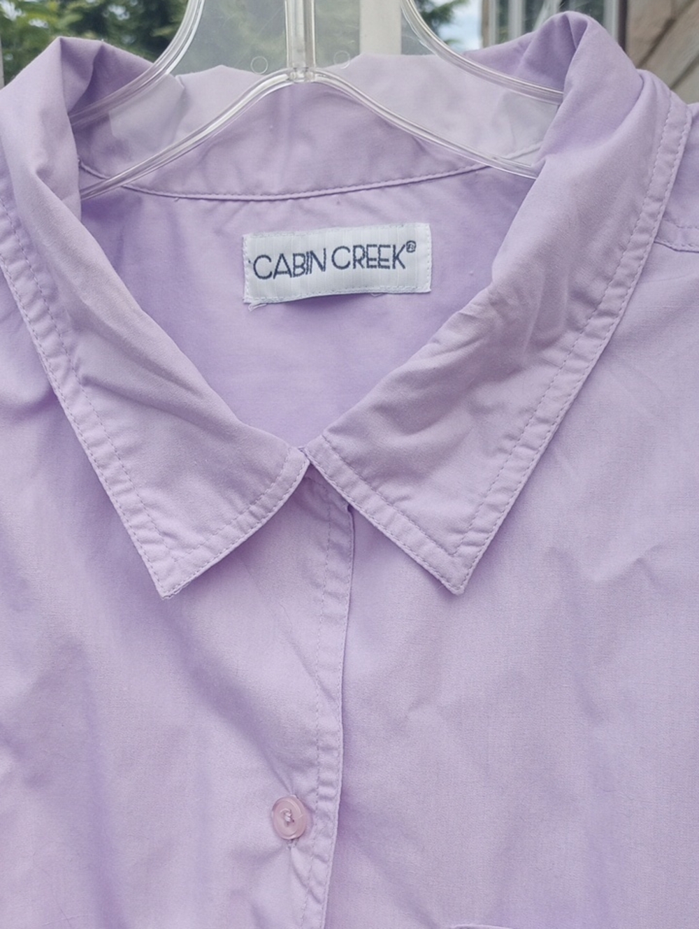 Cabin Creek Lavender Purple Pastel Cotton Button-Down Plus Size Shirt, 1X? - Picture 2 of 4